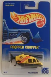 Propper Chopper Helicopter Aircraft Hot Wheels 1997-185 Mainline Black Base