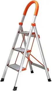 Folding Step Stool Ladder 3 Step Ladder, Aluminum Alloy Heavy Duty Folding Step Stool, Non Slip Tread Safety Kitchen Step Fold Away with Handrail Soft Grip Step Ladders Lightweight Portable Step Stool