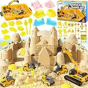 Magic Sand for Children, Kinetic Sand with 1 kg Sand, Construction Vehicle and Accessories for Boys Girls Age 3 4 5 6 7+ Years Old