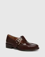 Faiza Walnut Crinkle Patent Leather T-Bar