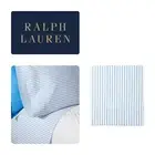 RALPH LAUREN Prescot STRIPE TWIN Flat Sheet Summer Blue White Combed Cotton