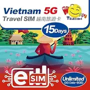 eSim Devices Only | Happy 5G eSim Vietnam 15Days Unlimited Data Travel eSim | 8GB of 5G High-Speed Data Then 128kbps | Support iPhone & Android Devices | Easy Activation | No Need Registration