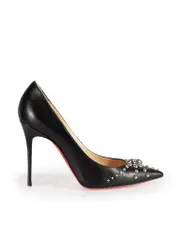 Black Leather Door Knock 120 Heels