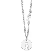 Sterling Silver Rhodium-Plated Kitty And Fish W/1 In Ext Necklace