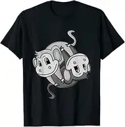 [X.Style] Yin Yang Monkey Yoga Monkey ds1453 T-Shirt (L) Black