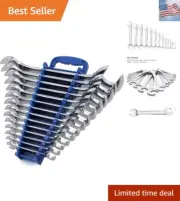 14-Piece Premium Angle Head Open End Wrench Set, Chrome Vanadium Steel | Incl...