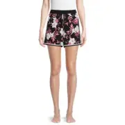 Ladies Sleep Shorts Black Floral Size XL (16-18)