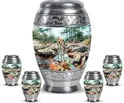 Deer Urns for Human Ashes Adult Man - Urn for Human Ashes Adult Male - Mini Decorative Cremations for Mom - Water & River Small Memorial Funeral for Women (Combo of 5, Large 10" & Small 3")