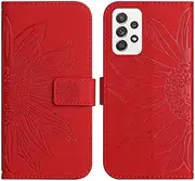 Compatible with Samsung Galaxy A73 5G Cover,Compatible with Samsung Galaxy A73 5G Flip Kickstand Card Slots Magnetic Closure Phone Case Red