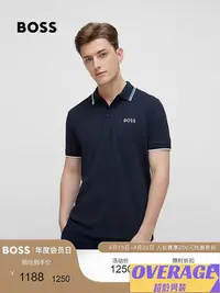 在飛比找Yahoo!奇摩拍賣優惠-HUGO BOSS雨果博斯男士棉質混紡短袖POLO衫【超齡男