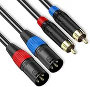 YAODEMA Dual RCA to XLR Cable, 6.6 Feet 2 RCA to 2 XLR Male HiFi Stereo Audio Connection Microphone Cable for Amplifier, Mixer, Microphone