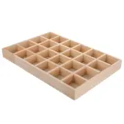 Wood Jewelry Tray 24 Grids Jewelry Drawer Organizer Showcase Display Box Ring