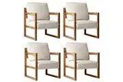 Oikiture 4x Armchair Lounge Sofa Chair Fabric Accent Chair Tub Armchairs Couches