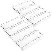 8 Pack Clear Plastic Drawer Organizers, Food Grade Storage Trays, Non-Slip St...