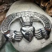 Claddagh Brooch Shamrock Irish Ireland Celtic Gift Ladies Pin
