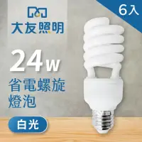 在飛比找momo購物網優惠-【大友照明】省電螺旋燈泡 24W - 白光 - 6入(省電燈