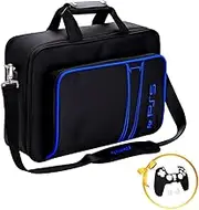 G-STORY PS5 Case, Carrying Case Travel Bag for PS5, Storage Bag Compatible PS5 and PS5 Digital Edition with Shockproof Compartments, Included Silicone Cover Skin Protector (Blue Color)