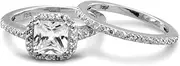 [JewelryWeb] 925 Sterling Silver CZ Simulated Diamond 2 Ring Set Band Style-Ring for Women