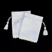 200 PCS Designer Drawstring Jewelry Pouch White Cotton Small Favor Bags Coin Bag