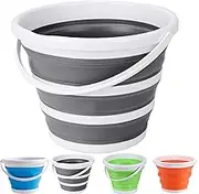 Foldable Mop Bucket and Plastic Bucket-10L (2.60 Gallon) Water Bucket, Bath Bucket, Cleaning Bucket, and Plastic Ice Bucket Your Complete Household Solution (Gray)