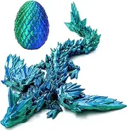 Hannahcos 3D Printed Dragon with Wings, 3D Printed Dragon Eggs with Dragon Inside, Dragon Fidget Toy, Articulated Crystal Dragon in Egg, Home Office Decor(Green)