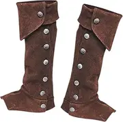 Perfeclan Faux Leather Boot Covers Steampunk Spats Greaves Gaiters Legguards Boot Tops Knight Accessories, Brown