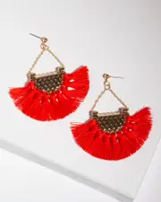 Red Tassel Chain Drop Earrings
