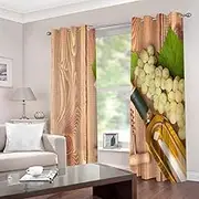 Print Blackout Curtains Wooden Board Wine 2 x W132cm x D213cm 3D Print Window Curtains, Thermal Insulated Darkening Grommet Drapes 2 Panel Set for Living Room Bedroom Kitchen Decor