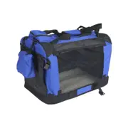 YES4PETS Large Foldable Soft Dog Cat Puppy Crate Bag With Curtain-Blue