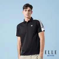在飛比找momo購物網優惠-【ELLE ACTIVE】男款 休閒拼接短袖POLO衫-黑色