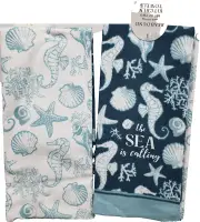 Set of 2 Different Jumbo Towels (18"x28") SEALIFE, SEAHORSE & STARFISH, Seabound