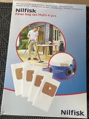 Nilfisk / Gerni Multi Fleece Vac Dustbags / Vacuum bags x 4 - 107402336