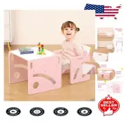 Charming Height Adjustable Pink Montessori Table & Chairs for Young Learners