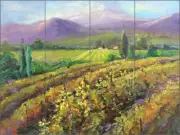 Ceramic Tile Mural Backsplash Oleson Vineyard Landscape Art RW-NO007