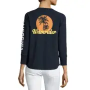 NWT STANDARD JAMES PERSE $125 Navy Raglan-Sleeve Waverider Cotton Top Size 3 (L)