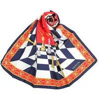 在飛比找蝦皮商城優惠-LANVIN浪凡西洋棋印花方型絲巾(紅藍色)487999