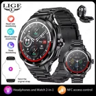Men Smart Watch TWS Headset 2 in 1 Wireless Bluetooth Dual Earbuds Call Health M