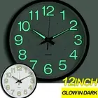 12'' Wall Clock Large Quartz Silent Luminous Glow In the Dark Indoor Home Office