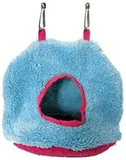 AIMALL Bird Parrot Hammock Hut Practical Plush Snuggle Hanging Cave Cage Bed Tent, Durable & Space-Saving Design, Fun Pattern Decor, Hooks Included