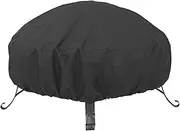 Patio Round Fire Pit Cover Waterproof Sun Protector BBQ Cover Black Full Coverage Outdoor Fireplace Cover Brazier (75x30cm)