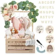 Wooden Baby Shower Crate Closet - Customizable Wooden Crate Box with Dual Rod...