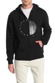 Quiksilver Men's Pine Circle Walford Zip Up Hoodie Sweater Black Size Medium New