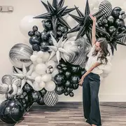 137Pcs Black And White Balloon Garland Arch Kit For Birthday Weddings Disco Parties And Other Scene Decoration Items
