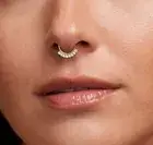 14K REAL Solid Gold CZ Hoop Septum Piercing, Cartilage Daith Helix Septum 16/18G