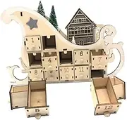 OKUMEYR 1pc 24 Wooden Christmas Calendar Xmas Christmas Advent Calendar Decorations for Home Advent Day Holiday Decor Calendar’s Bell Seasonal Adornment Sleigh Winter Khaki Wooden