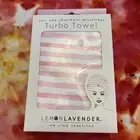 Lemon Lavender Women's Turban Towel Painterly Pink White Stripes