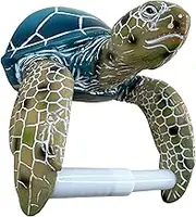 Sea Turtle Wall Mount Toilet Paper Roll Holder Premium Bright Glossy Colorful Finsh - Nautical Coastal Bathroom Decor