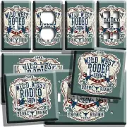 RUSTIC WESTERN WILD WEST RODEO SHOW BRONC RIDING LIGHT SWITCH OUTLET WALL PLATES