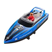 Remote Control Boat with LED Lights, 40 Mins Play Time, Waterproof Remote Control Boat for Pools Lakes, Summer Water Toys for Kids (Blue)