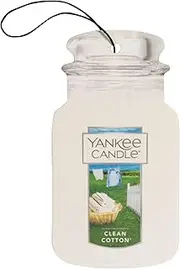 Yankee Candle 1020639E Pure Cotton (Clean Cotton) Car and Home Air Freshener Car Jar Box, Plastic, White, 7.7 x 19.7 x 0.7 cm